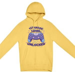 1st Grade Level Unlocked Back To School Gamer Premium Pullover Hoodie