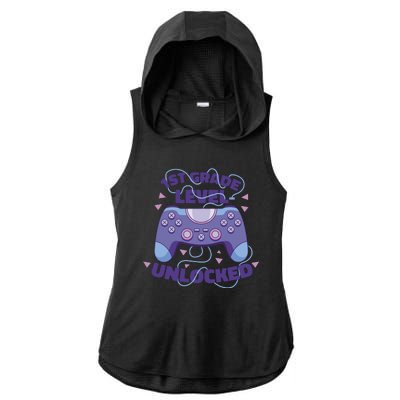 1st Grade Level Unlocked Back To School Gamer Ladies PosiCharge Tri-Blend Wicking Draft Hoodie Tank