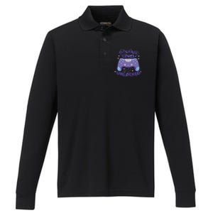 1st Grade Level Unlocked Back To School Gamer Performance Long Sleeve Polo