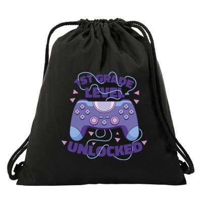 1st Grade Level Unlocked Back To School Gamer Drawstring Bag