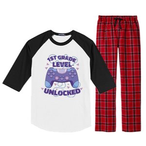 1st Grade Level Unlocked Back To School Gamer Raglan Sleeve Pajama Set