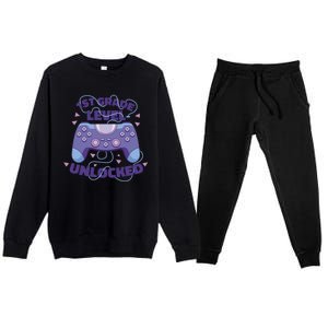 1st Grade Level Unlocked Back To School Gamer Premium Crewneck Sweatsuit Set