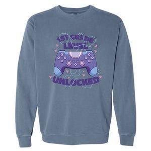 1st Grade Level Unlocked Back To School Gamer Garment-Dyed Sweatshirt