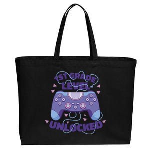 1st Grade Level Unlocked Back To School Gamer Cotton Canvas Jumbo Tote