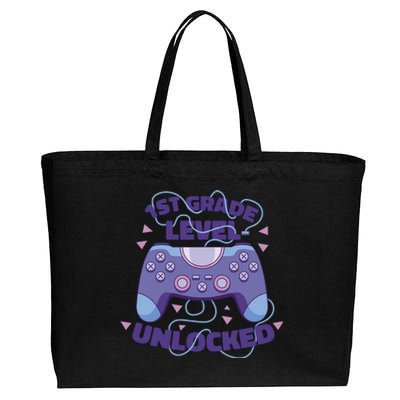 1st Grade Level Unlocked Back To School Gamer Cotton Canvas Jumbo Tote