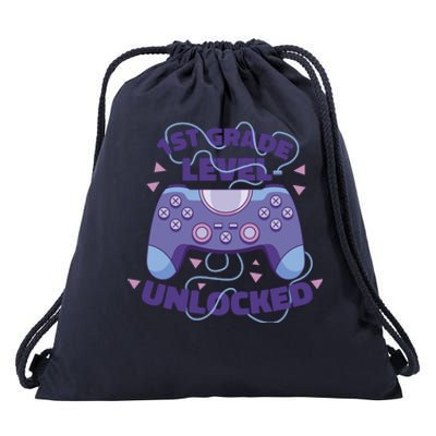 1st Grade Level Unlocked Back To School Gamer Drawstring Bag