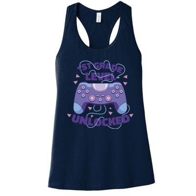 1st Grade Level Unlocked Back To School Gamer Women's Racerback Tank