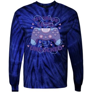 1st Grade Level Unlocked Back To School Gamer Tie-Dye Long Sleeve Shirt