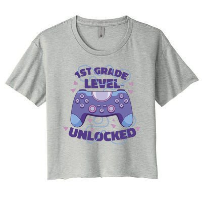 1st Grade Level Unlocked Back To School Gamer Women's Crop Top Tee