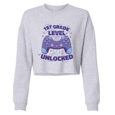 1st Grade Level Unlocked Back To School Gamer Cropped Pullover Crew