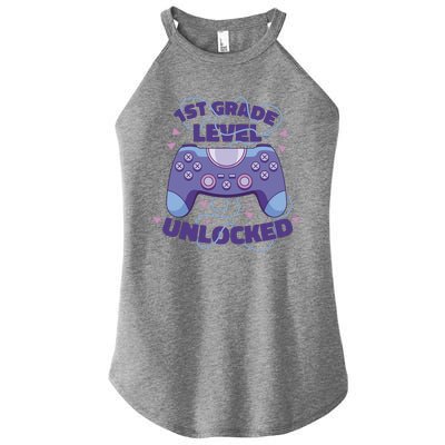 1st Grade Level Unlocked Back To School Gamer Women's Perfect Tri Rocker Tank