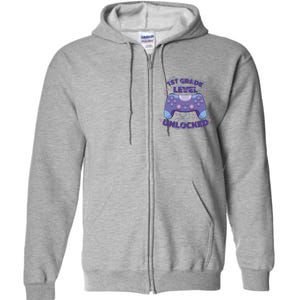 1st Grade Level Unlocked Back To School Gamer Full Zip Hoodie