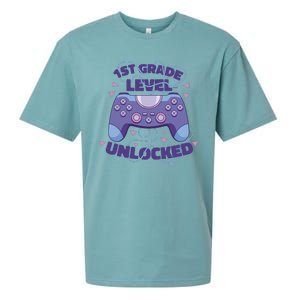 1st Grade Level Unlocked Back To School Gamer Sueded Cloud Jersey T-Shirt