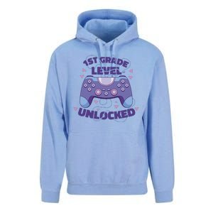 1st Grade Level Unlocked Back To School Gamer Unisex Surf Hoodie