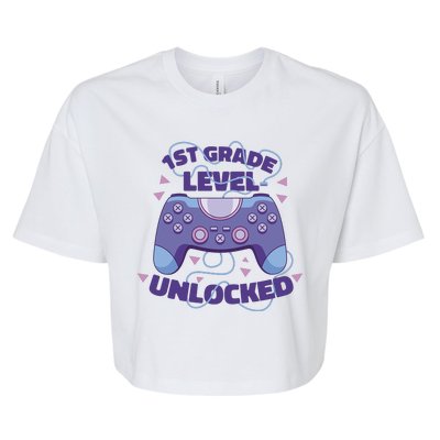 1st Grade Level Unlocked Back To School Gamer Bella+Canvas Jersey Crop Tee