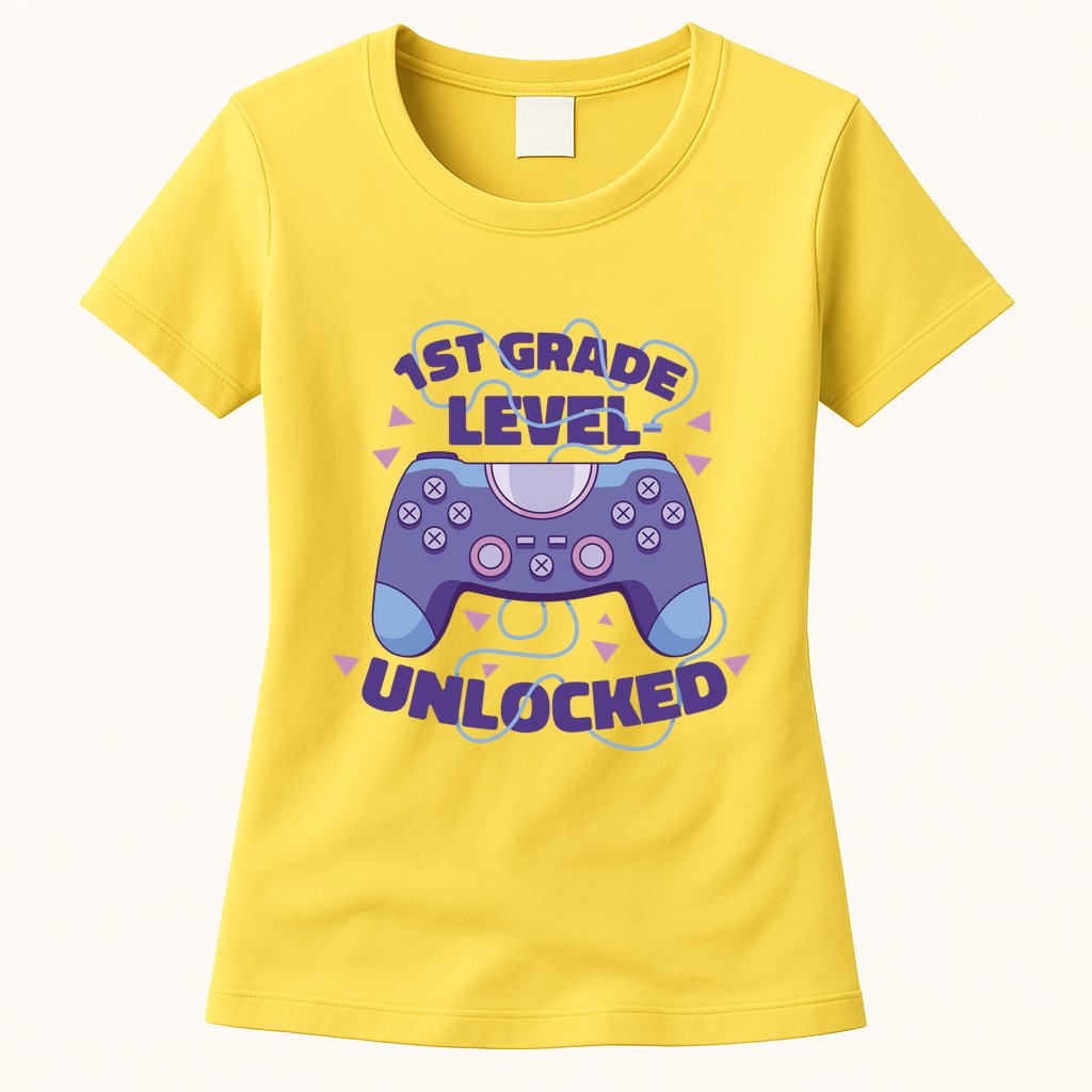 1st Grade Level Unlocked Back To School Gamer Womens T-Shirt