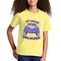 1st Grade Level Unlocked Back To School Gamer Kids T-Shirt