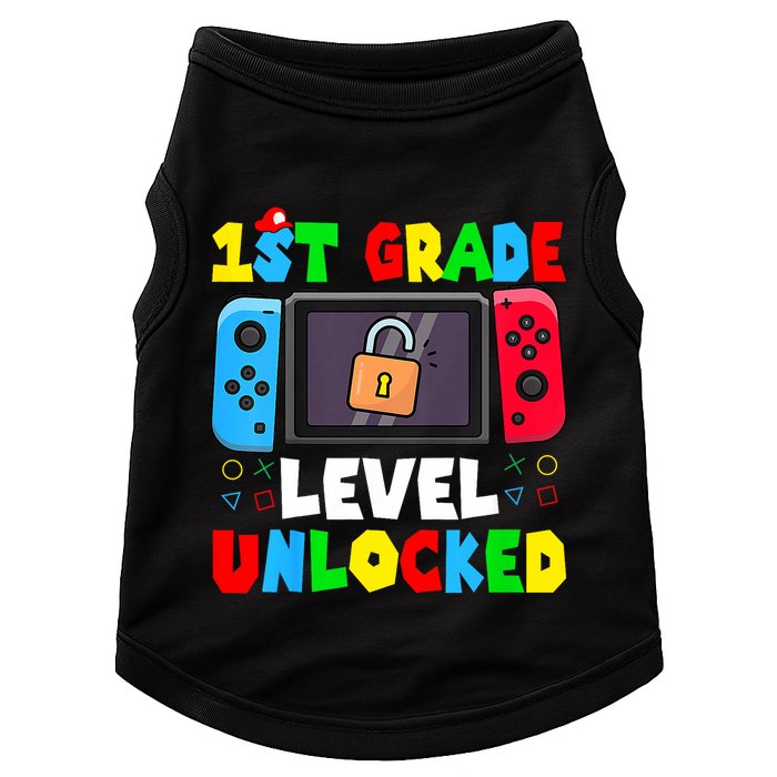 1st Grade Level Unlocked Back To School First Day Gamer Boy Doggie Tank