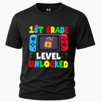 1st Grade Level Unlocked Back To School First Day Gamer Boy Cooling Performance Crew T-Shirt