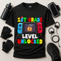 1st Grade Level Unlocked Back To School First Day Gamer Boy Cooling Performance Crew T-Shirt