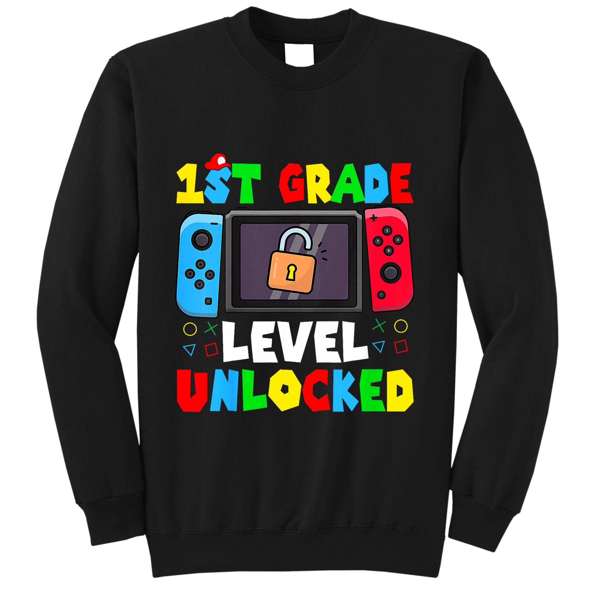 1st Grade Level Unlocked Back To School First Day Gamer Boy Sweatshirt