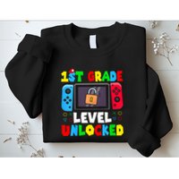 1st Grade Level Unlocked Back To School First Day Gamer Boy Sweatshirt