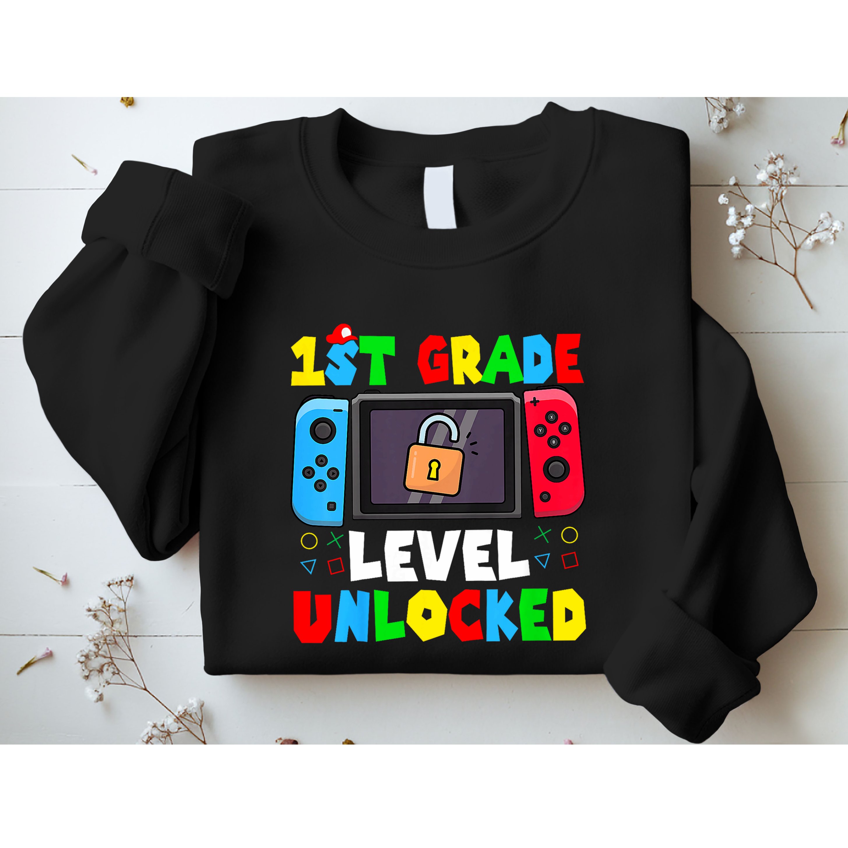1st Grade Level Unlocked Back To School First Day Gamer Boy Sweatshirt