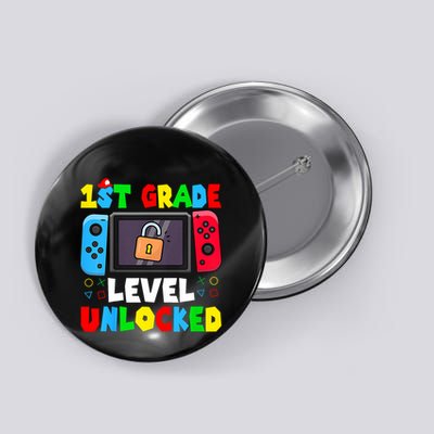 1st Grade Level Unlocked Back To School First Day Gamer Boy Button