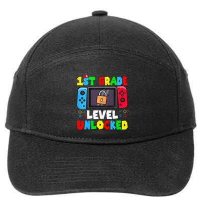 1st Grade Level Unlocked Back To School First Day Gamer Boy 7-Panel Snapback Hat