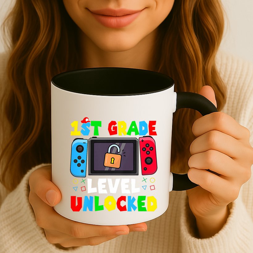 1st Grade Level Unlocked Back To School First Day Gamer Boy Mug