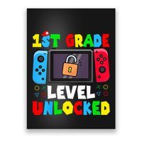 1st Grade Level Unlocked Back To School First Day Gamer Boy Poster
