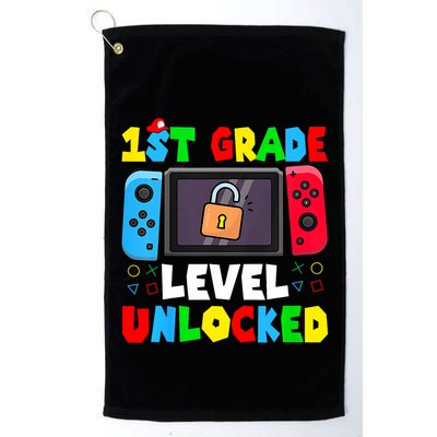 1st Grade Level Unlocked Back To School First Day Gamer Boy Golf Towel