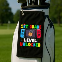 1st Grade Level Unlocked Back To School First Day Gamer Boy Golf Towel