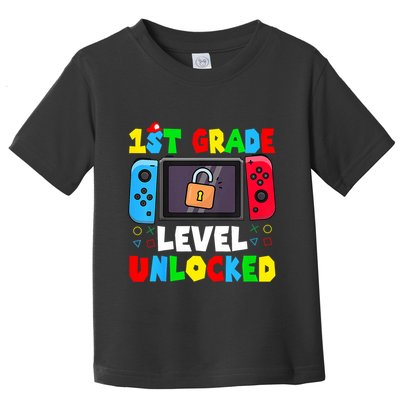 1st Grade Level Unlocked Back To School First Day Gamer Boy Toddler T-Shirt