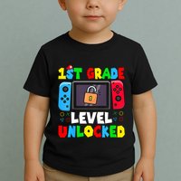 1st Grade Level Unlocked Back To School First Day Gamer Boy Toddler T-Shirt