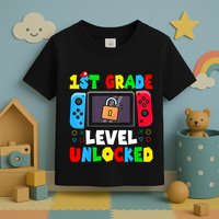 1st Grade Level Unlocked Back To School First Day Gamer Boy Toddler T-Shirt