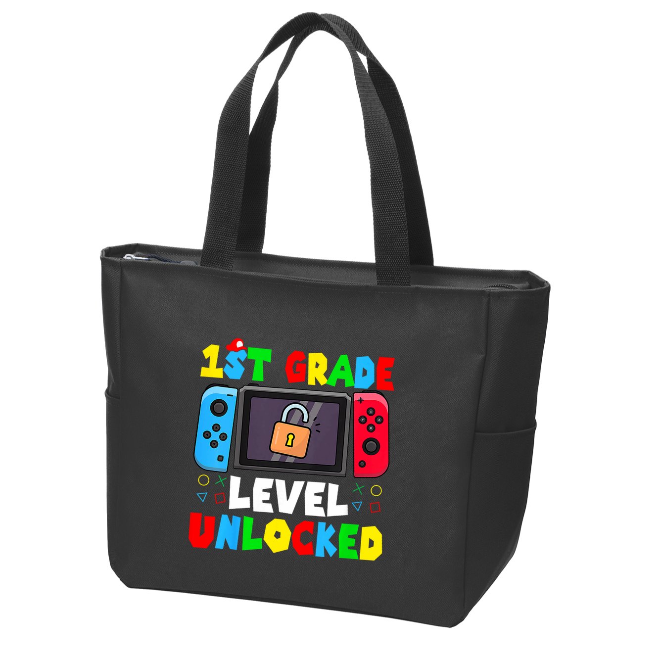 1st Grade Level Unlocked Back To School First Day Gamer Boy Zip Tote Bag