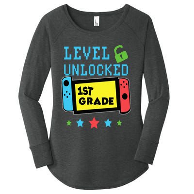 1st Grade Level Unlocked Gamer First Day Of School Women's Perfect Tri Tunic Long Sleeve Shirt