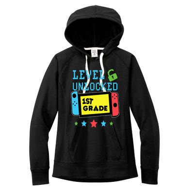 1st Grade Level Unlocked Gamer First Day Of School Women's Fleece Hoodie