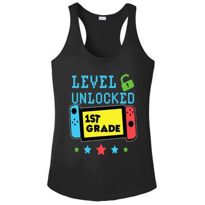 1st Grade Level Unlocked Gamer First Day Of School Ladies PosiCharge Competitor Racerback Tank