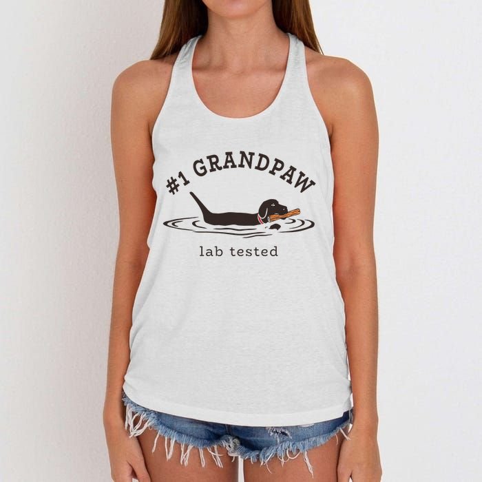 1 Grandpaw Lab Tested Pun Labrador Retriever Grandpa Women's Knotted Racerback Tank