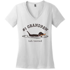 1 Grandpaw Lab Tested Pun Labrador Retriever Grandpa Women's V-Neck T-Shirt