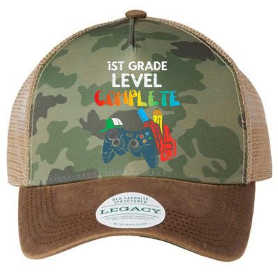 1st Grade Level Complete Gaming Boy Last Day Of School Gamer Legacy Tie Dye Trucker Hat