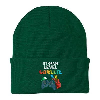 1st Grade Level Complete Gaming Boy Last Day Of School Gamer Knit Cap Winter Beanie