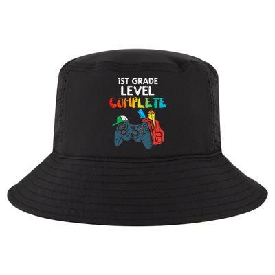 1st Grade Level Complete Gaming Boy Last Day Of School Gamer Cool Comfort Performance Bucket Hat