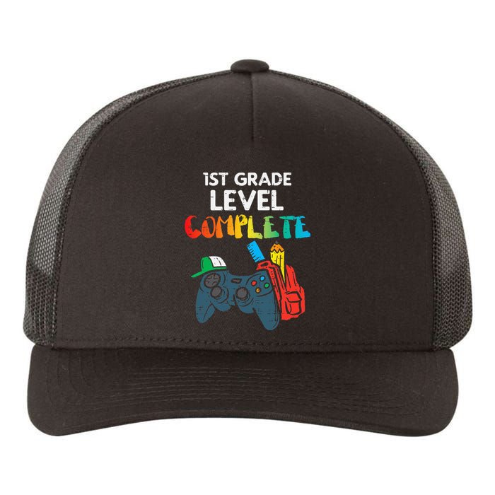 1st Grade Level Complete Gaming Boy Last Day Of School Gamer Yupoong Adult 5-Panel Trucker Hat