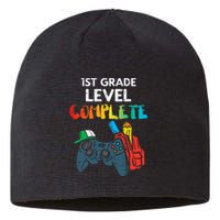 1st Grade Level Complete Gaming Boy Last Day Of School Gamer Sustainable Beanie