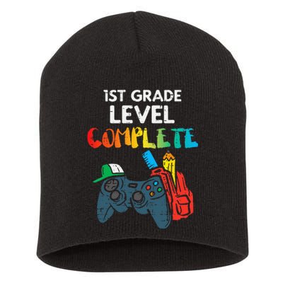 1st Grade Level Complete Gaming Boy Last Day Of School Gamer Short Acrylic Beanie