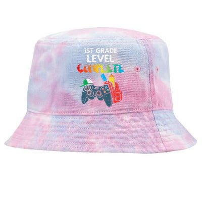 1st Grade Level Complete Gaming Boy Last Day Of School Gamer Tie-Dyed Bucket Hat