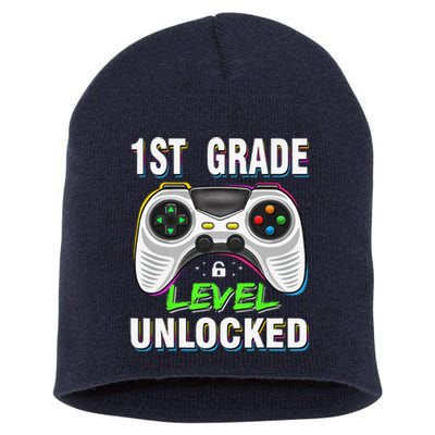 1st Grade Level Unlocked Gamer First Day Of School Gift Short Acrylic Beanie